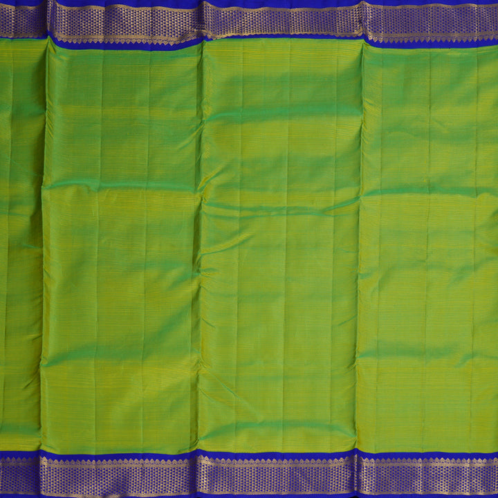 Hayagrivas Fluorescent Green Handloom Kanjivaram Ten Yards Silk Saree with Blue Border BBD1120K5-1