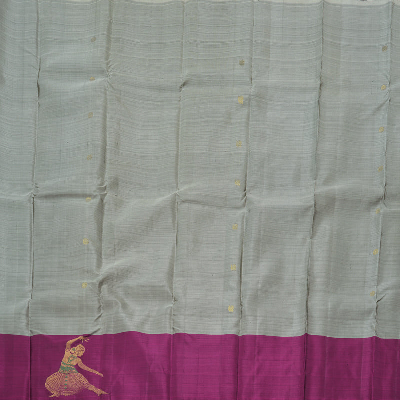 Hayagrivas Sizzling Grey Handloom Kanjivaram Silk Saree with Purple Border BBD1121K5-4