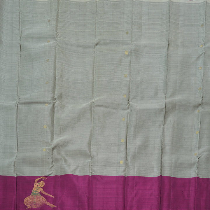 Hayagrivas Sizzling Grey Handloom Kanjivaram Silk Saree with Purple Border BBD1121K5-4