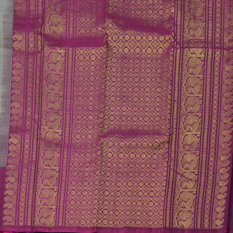 Hayagrivas Sizzling Grey Handloom Kanjivaram Silk Saree with Purple Border BBD1121K5-4