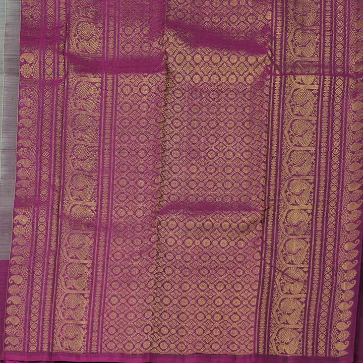 Hayagrivas Sizzling Grey Handloom Kanjivaram Silk Saree with Purple Border BBD1121K5-4