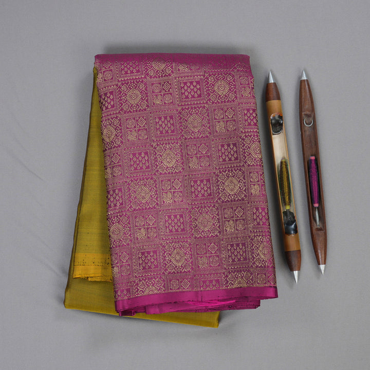 Hayagrivas Sampanga Yellow and Purple Handloom Kanjivaram Silk Saree BBD1121K6-6