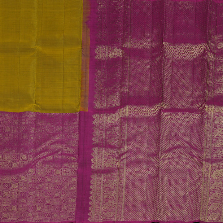 Hayagrivas Sampanga Yellow and Purple Handloom Kanjivaram Silk Saree BBD1121K6-6