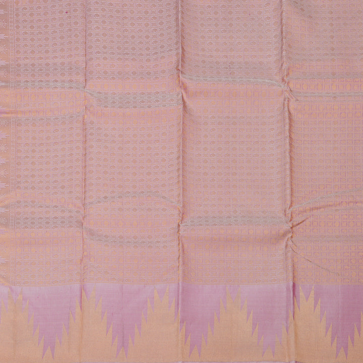 Hayagrivas Handloom Half White Kanjivaram Silk Saree with Multicolour Temple Border Border BBD1121K7-4