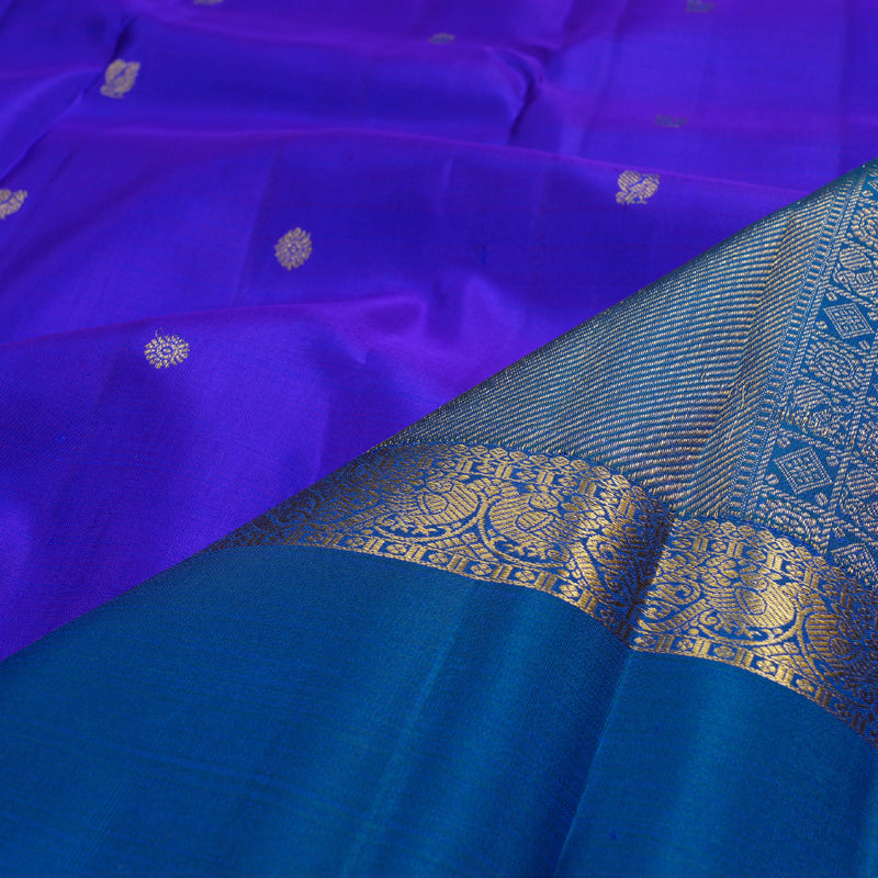 Hayagrivas Blue Kanjivaram Silk Saree with Peacock Blue Border BBD1122K12-1