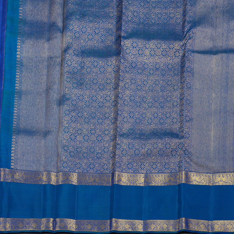 Hayagrivas Blue Kanjivaram Silk Saree with Peacock Blue Border BBD1122K12-1