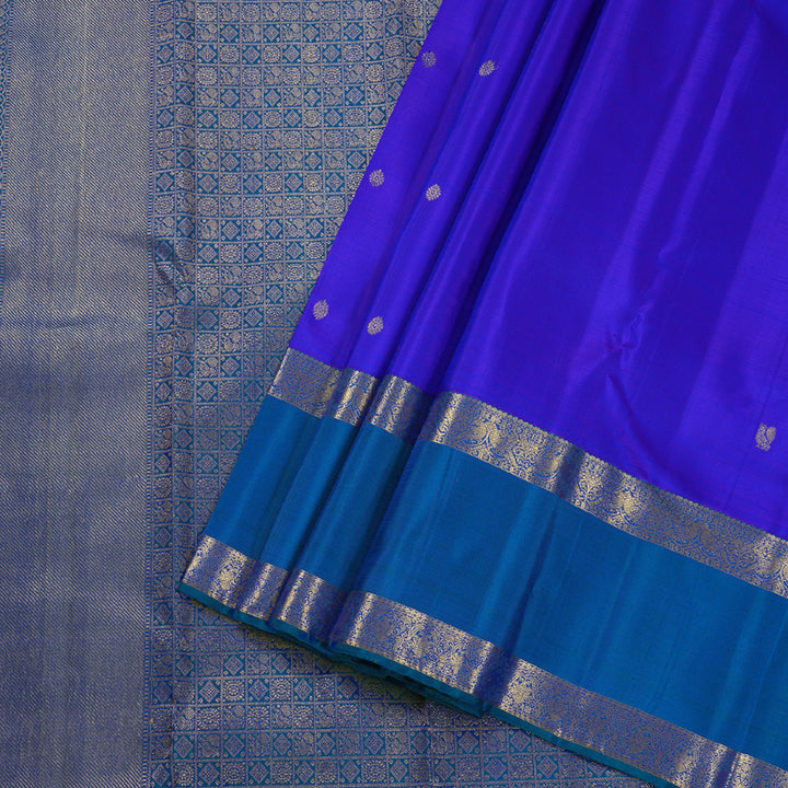 Hayagrivas Blue Kanjivaram Silk Saree with Peacock Blue Border BBD1122K12-1