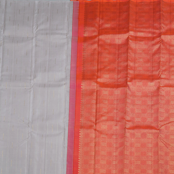 Hayagrivas Silver Grey Handloom Kanjivaram Silk Saree BBD1122K16-1