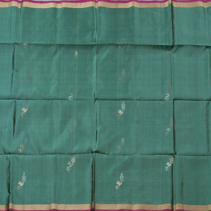 Hayagrivas Greyish Blue Handloom Soft Silk Saree with Dark Purple Border BBD1125K1-28