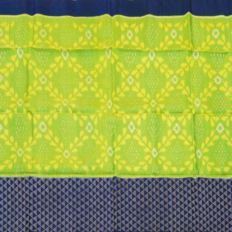Hayagrivas Fluorescent Green Handloom Soft Silk Saree with Blue Border BBD1125K4-4