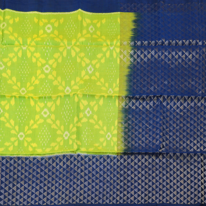Hayagrivas Fluorescent Green Handloom Soft Silk Saree with Blue Border BBD1125K4-4