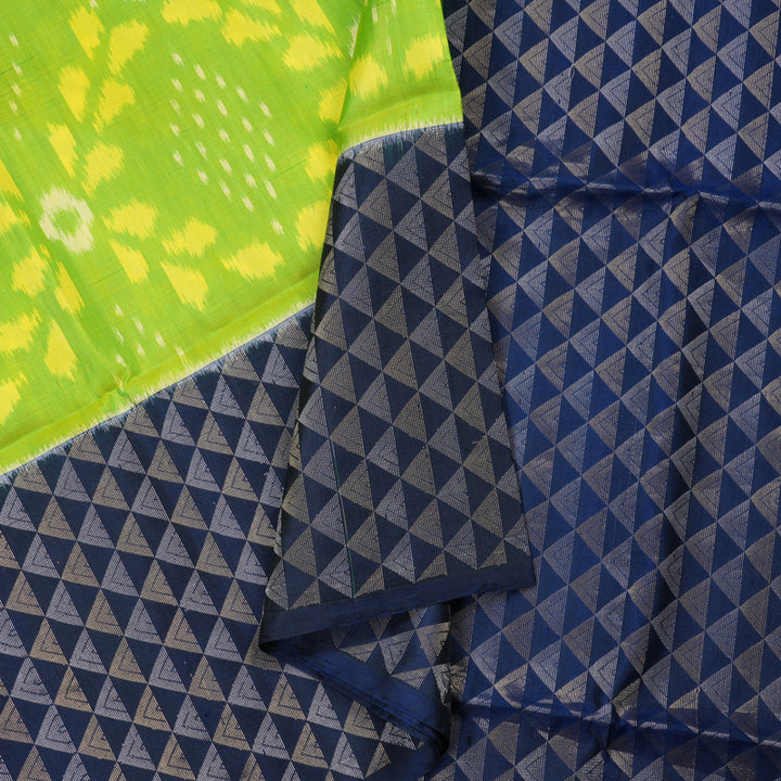 Hayagrivas Fluorescent Green Handloom Soft Silk Saree with Blue Border BBD1125K4-4