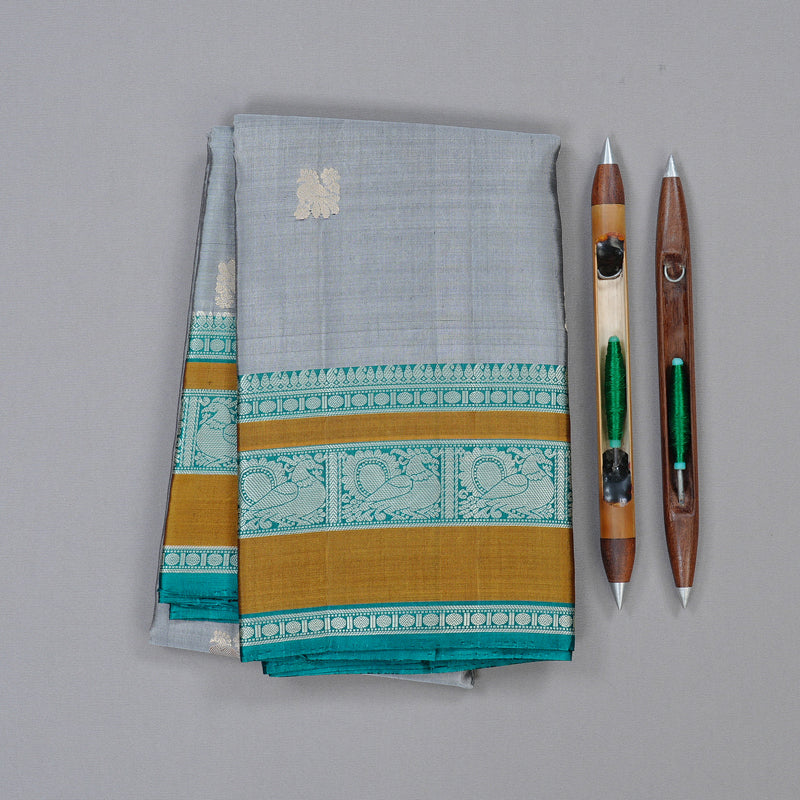 Hayagrivas Handloom Soft Silk Saree in Elegant Grey BBD1127K13-3