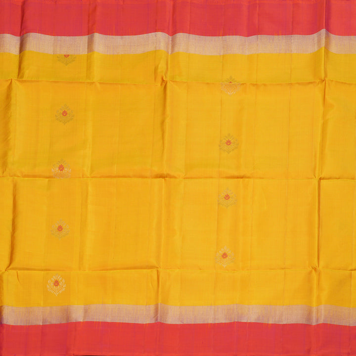 Hayagrivas Mustard Yellow Handloom Soft Silk Saree with Orangish Pink Border BBD1128K12-1