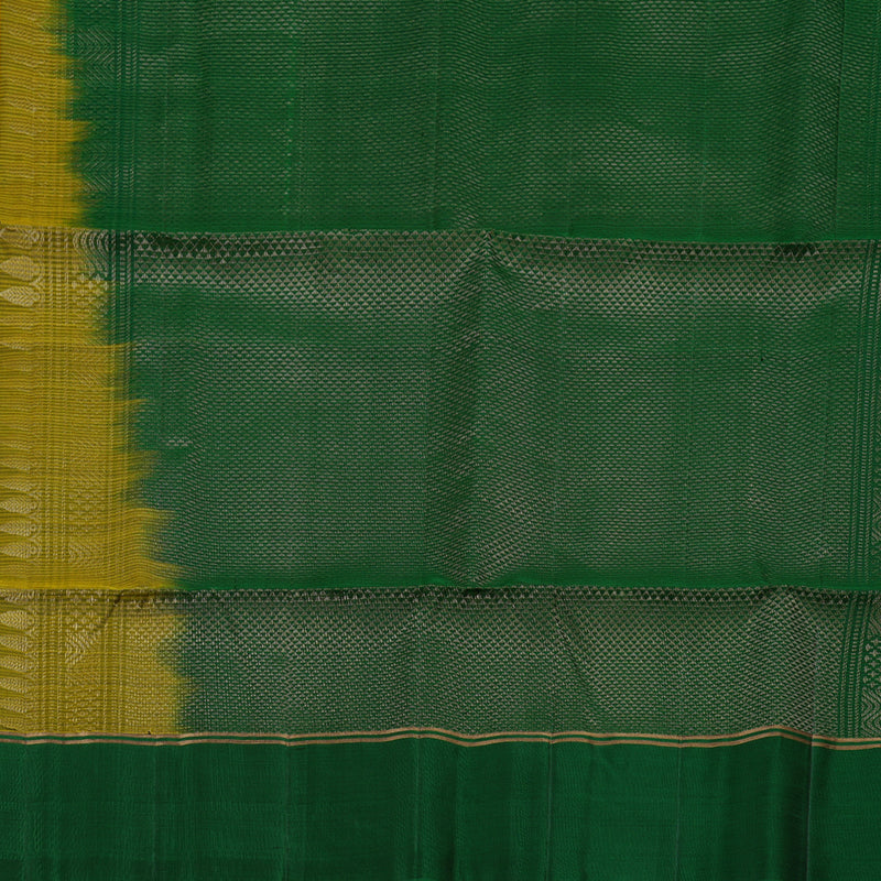 Hayagrivas Mustard Yellow Handloom Kanjivaram Soft Silk Saree with Bottle Green Border BBD1129K11-3