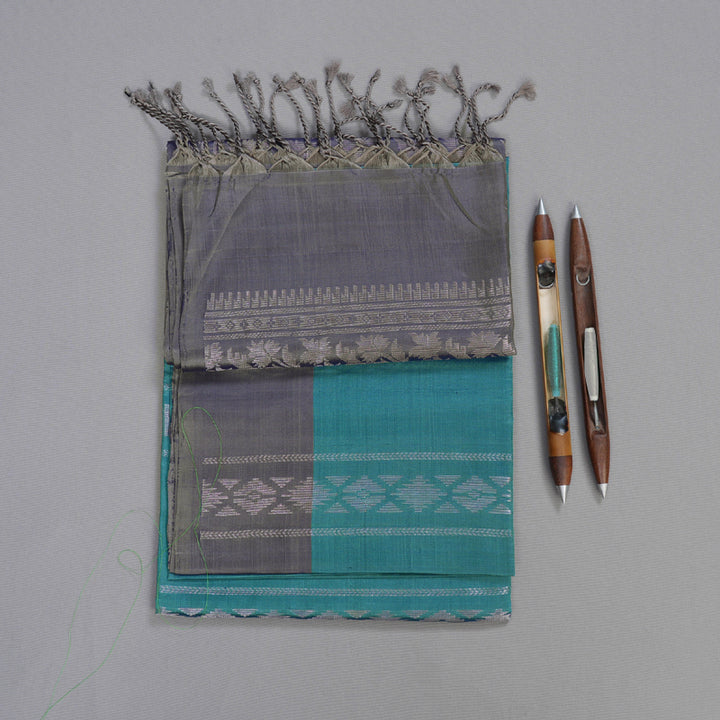 Hayagrivas Sea Blue Handloom Soft Silk Saree BBD1130K3-9