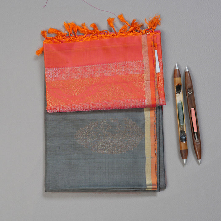 Hayagrivas Beautiful Dark Grey Handloom Soft Silk Saree BBD1131K1-52