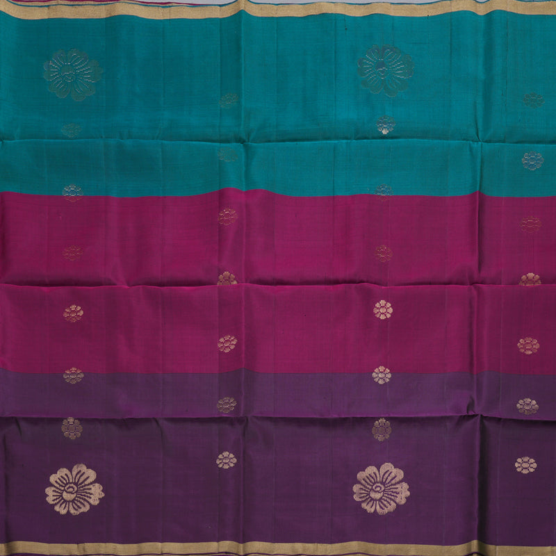 Hayagrivas Muppagam (Teal Bue,Purple And Plum Purple) Handloom Soft Silk Saree BBD1131K3-19