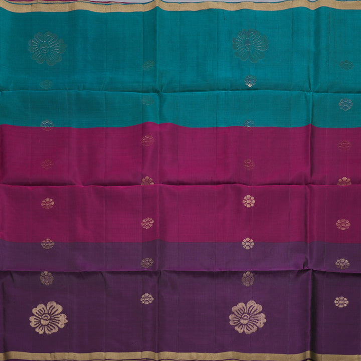 Hayagrivas Muppagam (Teal Bue,Purple And Plum Purple) Handloom Soft Silk Saree BBD1131K3-19