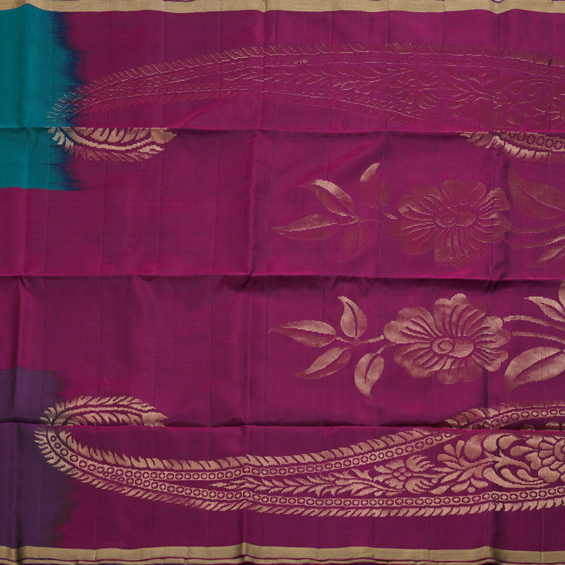 Hayagrivas Muppagam (Teal Bue,Purple And Plum Purple) Handloom Soft Silk Saree BBD1131K3-19