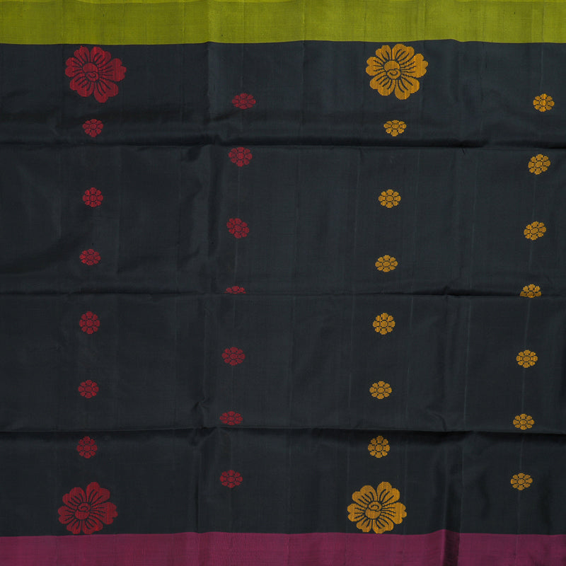 Hayagrivas Black Handloom Soft Silk Saree with Ganga Jamuna (Light Green And Purple) Border BBD1131K3-6