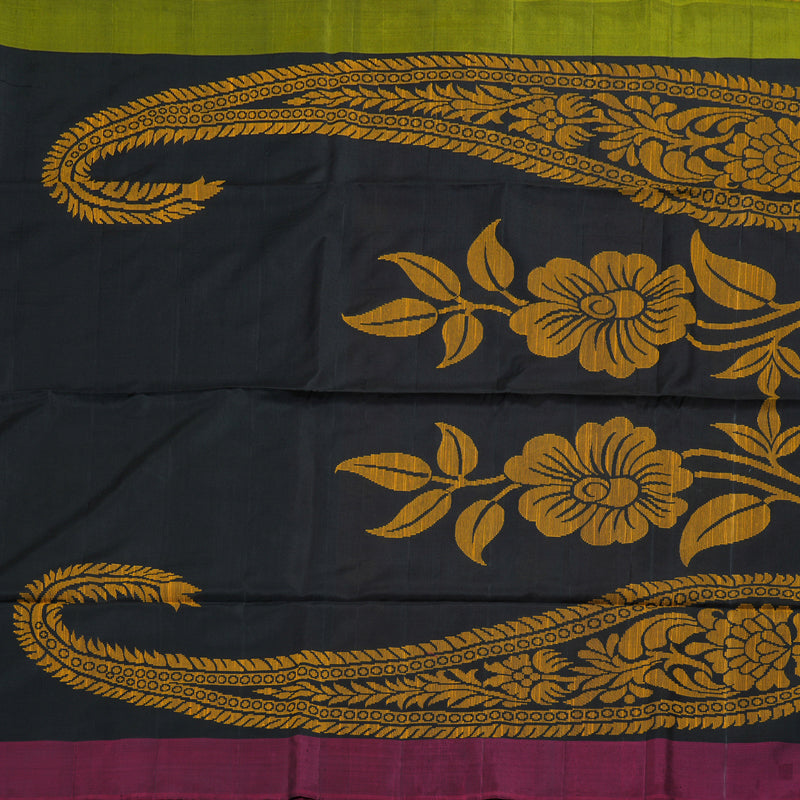 Hayagrivas Black Handloom Soft Silk Saree with Ganga Jamuna (Light Green And Purple) Border BBD1131K3-6