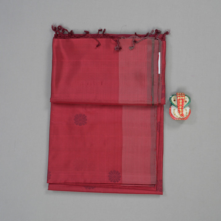 Hayagrivas Handloom kanjivaram soft silk saree in Dark maroon BBD1131K3-8