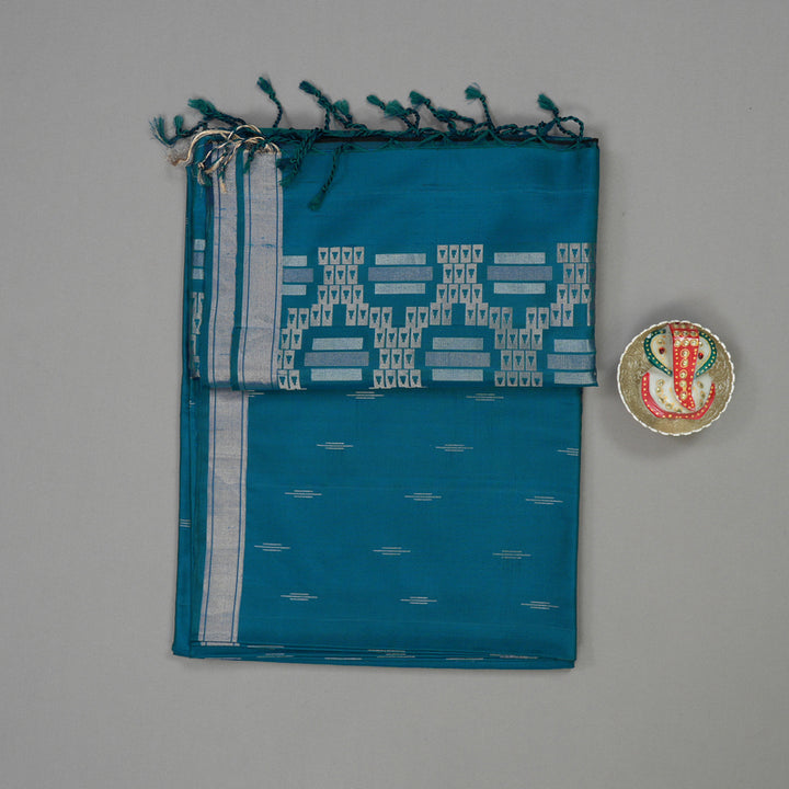Hayagrivas Handloom Peacock Blue Soft Silk Saree BBD1134K2-2