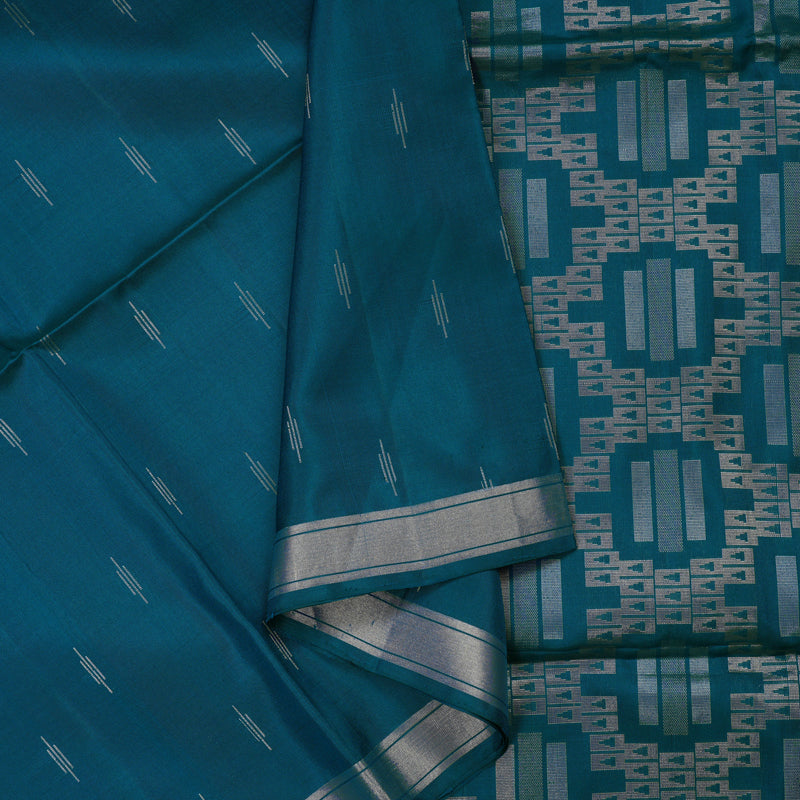 Hayagrivas Handloom Peacock Blue Soft Silk Saree BBD1134K2-2