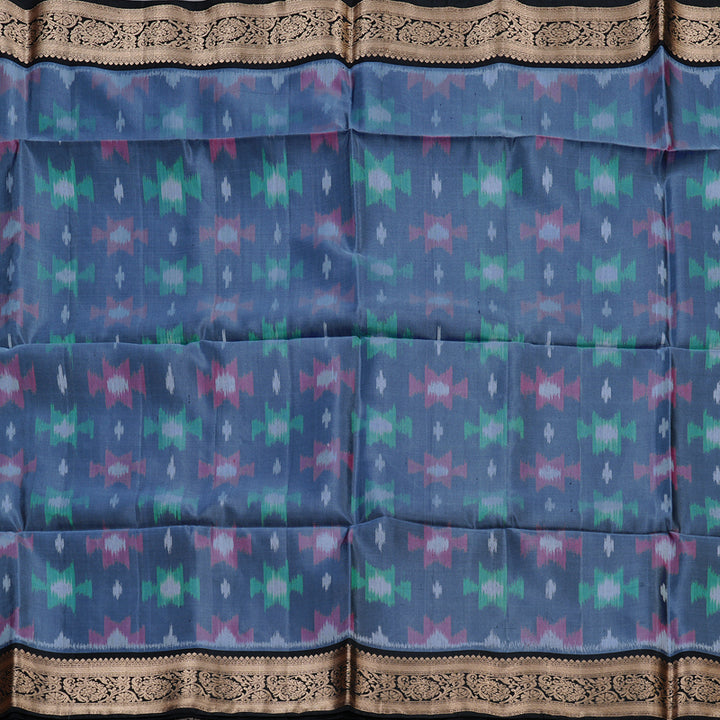 Hayagrivas Grey Handloom Soft Silk Saree with Black Border BBD1136K4-1