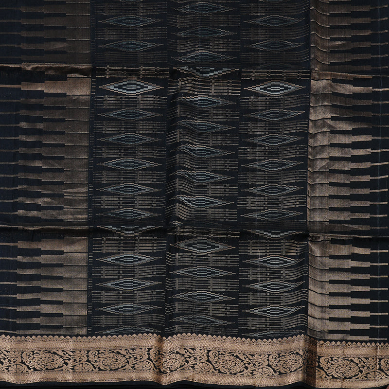 Hayagrivas Grey Handloom Soft Silk Saree with Black Border BBD1136K4-1