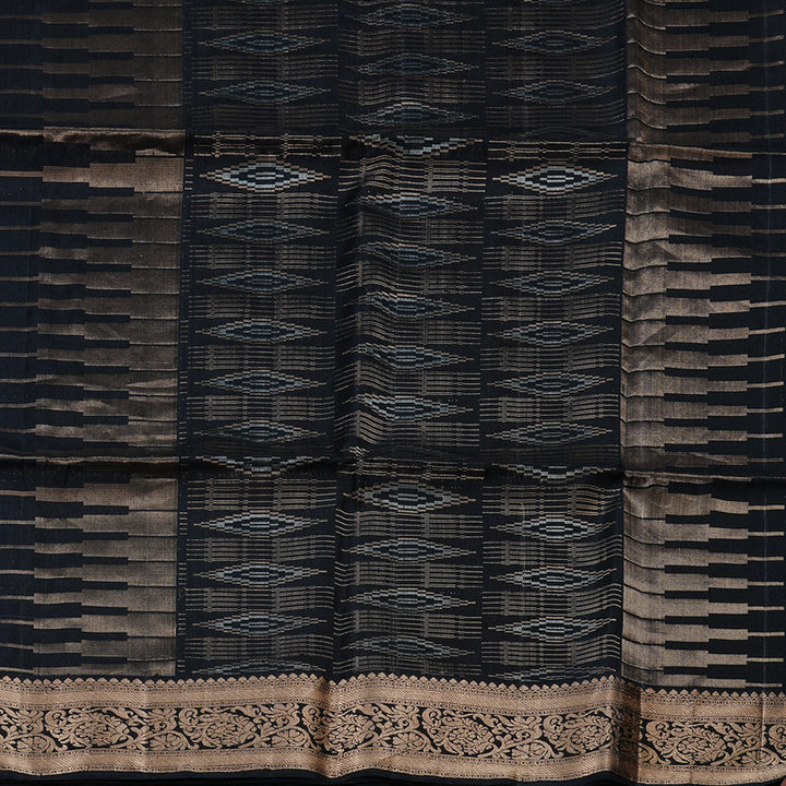 Hayagrivas Grey Handloom Soft Silk Saree with Black Border BBD1136K4-1