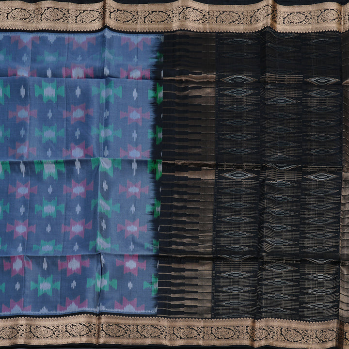 Hayagrivas Grey Handloom Soft Silk Saree with Black Border BBD1136K4-1