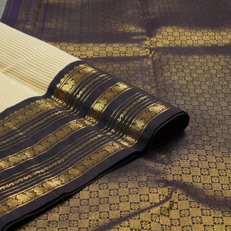 Hayagrivas Handloom Kanjivaram Silk Saree in Sandal Muted Checks BBD1140K3-1