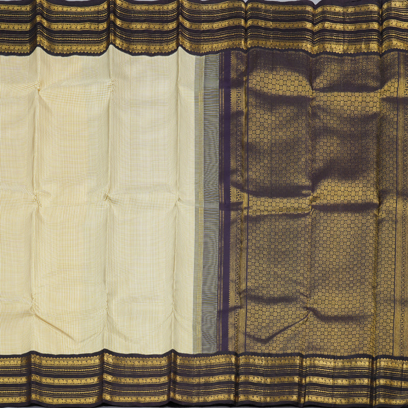 Hayagrivas Handloom Kanjivaram Silk Saree in Sandal Muted Checks BBD1140K3-1