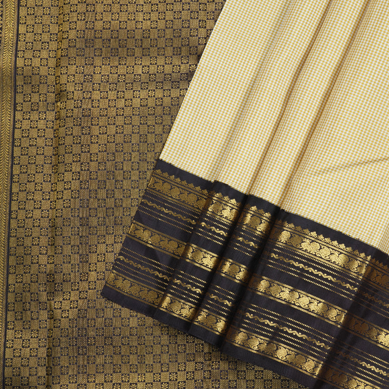 Hayagrivas Handloom Kanjivaram Silk Saree in Sandal Muted Checks BBD1140K3-1