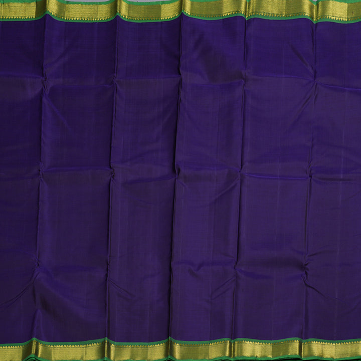 Hayagrivas Midnight Blue Handloom Kanjivaram Silk Saree with Light Green Border BBD1141K2-1