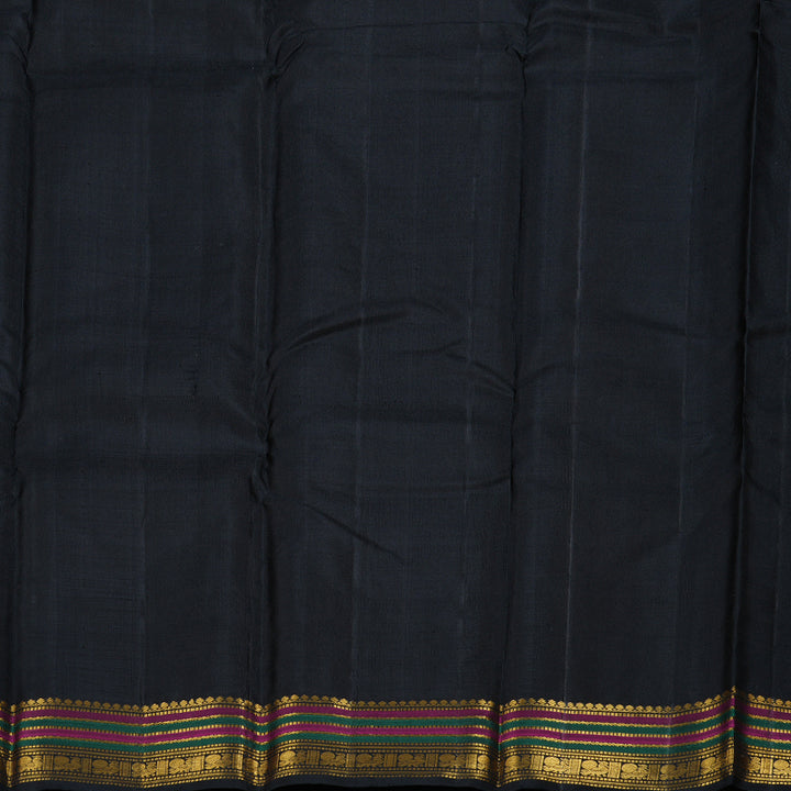 Hayagrivas Ash Grey Handloom Kanjivaram Silk Saree with Black Border BBD1141K4-1