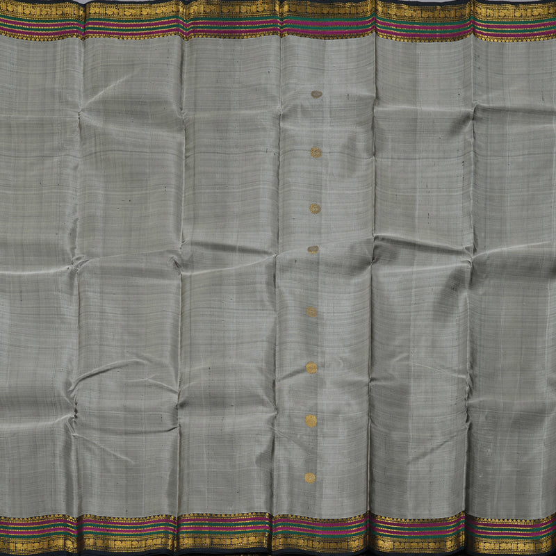 Hayagrivas Ash Grey Handloom Kanjivaram Silk Saree with Black Border BBD1141K4-1