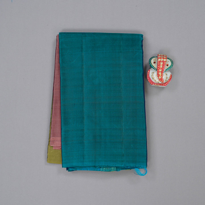 Hayagrivas Handloom Kanjivaram Silk Saree in Refreshing Muppagam (Rosewood Pink, Olive Green and Teal Blue) BBD1141K5-3