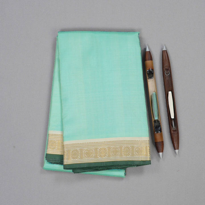 Hayagrivas Sea Blue Handloom Kanjivaram Silk Saree with Half White Border BBD1143K6-1