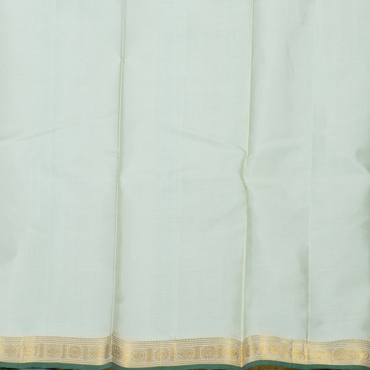 Hayagrivas Sea Blue Handloom Kanjivaram Silk Saree with Half White Border BBD1143K6-1