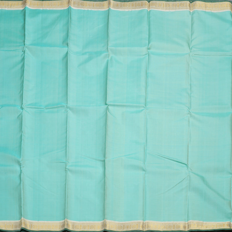 Hayagrivas Sea Blue Handloom Kanjivaram Silk Saree with Half White Border BBD1143K6-1