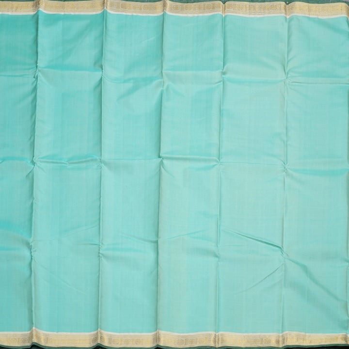 Hayagrivas Sea Blue Handloom Kanjivaram Silk Saree with Half White Border BBD1143K6-1