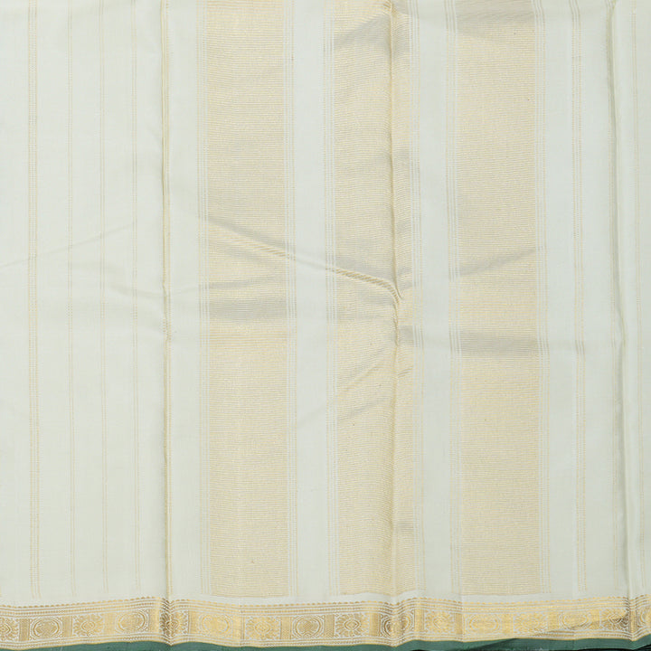 Hayagrivas Sea Blue Handloom Kanjivaram Silk Saree with Half White Border BBD1143K6-1