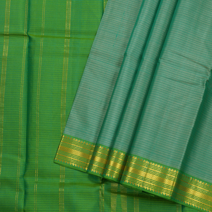 Hayagrivas Green Handloom Kanjivaram Silk Saree with Light Green Border BBD1149K1-1