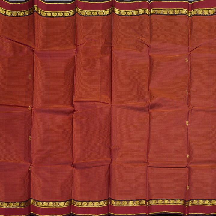 Hayagrivas Brick Red Handloom Kanjivaram Silk Saree with Maroon Border BBD1149K3-4