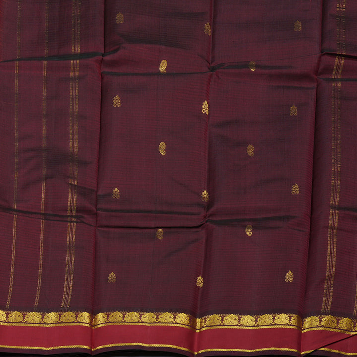 Hayagrivas Brick Red Handloom Kanjivaram Silk Saree with Maroon Border BBD1149K3-4