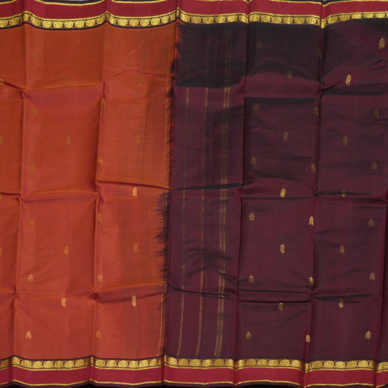 Hayagrivas Brick Red Handloom Kanjivaram Silk Saree with Maroon Border BBD1149K3-4