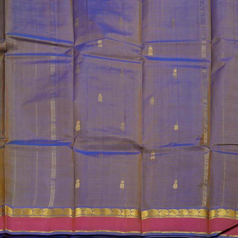 Hayagrivas Mustard Handloom Kanjivaram Silk Saree with Blue Border BBD1149K3-6